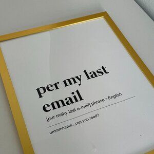 New Set of 5 funny gold framed work definitions home office art decor 11x14